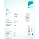 EGLO 95368 | Passa Eglo rameno stenové svietidlo 2x GU10 500lm 3000K chróm, biela