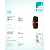 EGLO 95379 | Passa Eglo rameno stenové svietidlo 2x GU10 500lm 3000K hnedá, mosadz