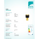 EGLO 95386 | Manalba Eglo stolové svietidlo 38cm prepínač na vedení 1x E27 zlatý, čierna