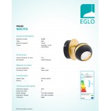 EGLO 95482 | Nocito Eglo spot svietidlo otočné prvky 1x GU10 250lm 3000K čierna, zlatý
