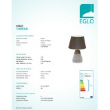 EGLO 95527 | Tarega Eglo stolové svietidlo 37cm prepínač na vedení 1x E27 sivé, hnedá, tmavo hnedý