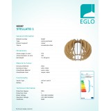 EGLO 95597 | Stellato Eglo stropné svietidlo 1x E27 javor, biela, matný nikel