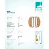 EGLO 95602 | Stellato Eglo stenové svietidlo 1x E27 javor, biela, matný nikel