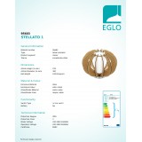 EGLO 95603 | Stellato Eglo stolové svietidlo 21,5cm prepínač na vedení 1x E27 javor, biela, matný nikel