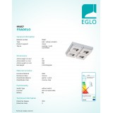 EGLO 95657 | Fradelo Eglo stenové, stropné svietidlo štvorec 4x LED 1600lm 3000K chróm, priesvitná, kryštálový efekt