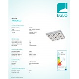EGLO 95658 | Fradelo Eglo stenové, stropné svietidlo štvorec 9x LED 3600lm 3000K chróm, priesvitná, kryštálový efekt