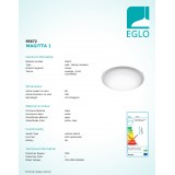 EGLO 95672 | Magitta-1 Eglo stenové, stropné svietidlo kruhový 1x LED 950lm 3000K biela, priesvitná