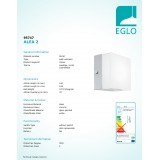 EGLO 95747 | Alea-2 Eglo stenové svietidlo 1x LED 320lm 3000K chróm, biela