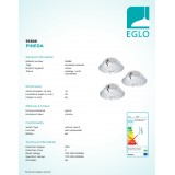 EGLO 95808 | Pineda Eglo zabudovateľné svietidlo 3 dielna súprava Ø78mm 3x LED 1500lm 3000K chróm