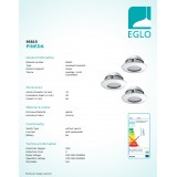 EGLO 95815 | Pineda Eglo zabudovateľné svietidlo regulovateľná intenzita svetla, 3 dielna súprava Ø78mm 3x LED 1500lm 3000K chróm