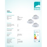 EGLO 95821 | Pineda Eglo zabudovateľné svietidlo kruhový 3 dielna súprava Ø78mm 3x LED 1500lm 3000K IP44/20 biela