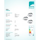 EGLO 95822 | Pineda Eglo zabudovateľné svietidlo kruhový 3 dielna súprava Ø78mm 3x LED 1500lm 3000K IP44/20 chróm
