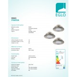 EGLO 95823 | Pineda Eglo zabudovateľné svietidlo kruhový 3 dielna súprava Ø78mm 3x LED 1500lm 3000K IP44/20 matný nikel