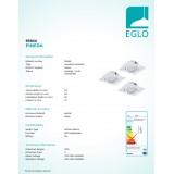 EGLO 95844 | Pineda Eglo zabudovateľné svietidlo štvorec 3 dielna súprava, sklápacie 84x84mm 3x LED 1500lm 3000K biela