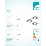 EGLO 95846 | Pineda Eglo zabudovateľné svietidlo štvorec 3 dielna súprava, sklápacie 84x84mm 3x LED 1500lm 3000K matný nikel