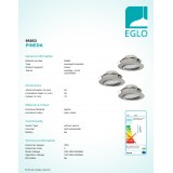 EGLO 95853 | Pineda Eglo zabudovateľné svietidlo kruhový 3 dielna súprava, sklápacie Ø84mm 3x LED 1500lm 3000K matný nikel