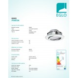 EGLO 95855 | Pineda Eglo zabudovateľné svietidlo kruhový regulovateľná intenzita svetla, sklápacie Ø84mm 1x LED 500lm 3000K chróm
