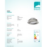 EGLO 95856 | Pineda Eglo zabudovateľné svietidlo kruhový regulovateľná intenzita svetla, sklápacie Ø84mm 1x LED 500lm 3000K matný nikel
