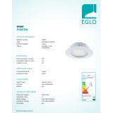 EGLO 95887 | Pineda Eglo zabudovateľné svietidlo kruhový Ø102mm 1x LED 1000lm 3000K IP44/20 biela