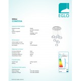 EGLO 95914 | Conessa Eglo visiace svietidlo 10x GU10 2500lm 3000K chróm, priesvitná