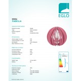EGLO 95954 | Fabella Eglo stolové svietidlo 22,5cm prepínač na vedení 1x E27 ružové