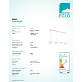 EGLO 95961 | Toronja Eglo visiace svietidlo 4x LED 2520lm 3000K biela