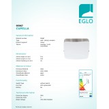 EGLO 95967 | Cupella-1 Eglo stenové, stropné svietidlo štvorec 1x LED 950lm 3000K matný nikel, biela