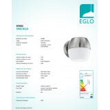 EGLO 95982 | Oncala Eglo stenové svietidlo 1x LED 950lm 3000K IP44 zušľachtená oceľ, nehrdzavejúca oceľ, biela