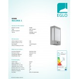 EGLO 95989 | Ralora Eglo stenové svietidlo štvorec pohybový senzor 1x LED 1000lm 3000K IP44 zušľachtená oceľ, nehrdzavejúca oceľ, biela