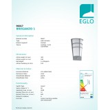 EGLO 96017 | Breganzo Eglo stenové svietidlo pohybový senzor 2x LED 360lm 3000K IP44 strieborný, biela