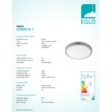 EGLO 96033 | Competa-1 Eglo stenové, stropné svietidlo kruhový 1x LED 2500lm 3000K biela, matný nikel