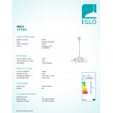 EGLO 96072 | Vetro Eglo visiace svietidlo nastaviteľná výška 1x E27 biela, krištáľ