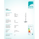 EGLO 96105 | Lasana-1 Eglo stolové svietidlo 46cm prepínač na vedení 2x LED 1000lm 3000K chróm, biela