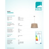 EGLO 96193 | Sendero Eglo visiace svietidlo 1x E27 javor, matný nikel