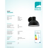 EGLO 96207 | Entrimo Eglo rameno stenové svietidlo 1x E27 IP44 čierna, biela