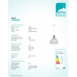 EGLO 96211 | Tindori Eglo visiace svietidlo 1x E27 matný nikel, biela