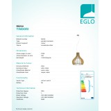 EGLO 96214 | Tindori Eglo visiace svietidlo 1x E27 matný nikel, javor, biela