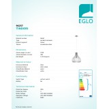 EGLO 96257 | Tindori Eglo visiace svietidlo 1x E27 matný nikel, biela