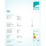 EGLO 96324 | Parri Eglo stojaté svietidlo 131,5cm nožný vypínač 1x LED 1200lm + 1x LED 1300lm 3000K chróm, biela