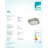 EGLO 96392 | Puyo Eglo stenové, stropné LED panel štvorec 1x LED 1200lm 3000K matný nikel, chróm, biela