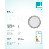 EGLO 96408 | Fueva-1 Eglo zabudovateľné LED panel kruhový regulovateľná intenzita svetla Ø225mm 1x LED 1600lm 3000K matný nikel, biela