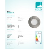 EGLO 96415 | Pineda-IP Eglo zabudovateľné svietidlo Ø78mm 1x LED 500lm 3000K IP44/20 matný nikel, opál