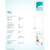 EGLO 96436 | Laroa Eglo stojaté svietidlo 130cm dotykový prepínač s reguláciou svetla flexibilné, regulovateľná intenzita svetla 1x LED 550lm 4000K biela