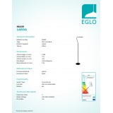EGLO 96439 | Laroa Eglo stojaté svietidlo 130cm dotykový prepínač s reguláciou svetla flexibilné, regulovateľná intenzita svetla 1x LED 550lm 4000K čierna
