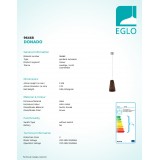 EGLO 96468 | Donado Eglo visiace svietidlo 1x E27 matný nikel, hnedá