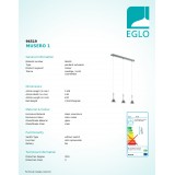 EGLO 96519 | Musero Eglo visiace svietidlo regulovateľná intenzita svetla 3x LED 1530lm 3000K matný nikel, priesvitná
