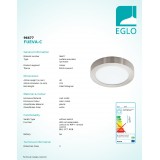 EGLO 96677 | EGLO-Connect-Fueva Eglo stenové, stropné múdre osvetlenie kruhový regulovateľná intenzita svetla, nastaviteľná farebná teplota, meniace farbu, na diaľkové ovládanie 1x LED 2000lm 2700 <-> 6500K matný nikel, biela