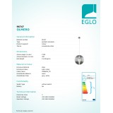 EGLO 96747 | Olmero Eglo visiace svietidlo 1x E27 matný nikel, sivé, biela