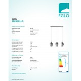 EGLO 96774 | Murmillo Eglo visiace svietidlo 3x E27 chróm, priesvitná čierná
