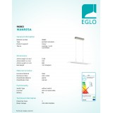 EGLO 96863 | Manresa Eglo visiace svietidlo 1x LED 2200lm 3000K matný nikel, saténový